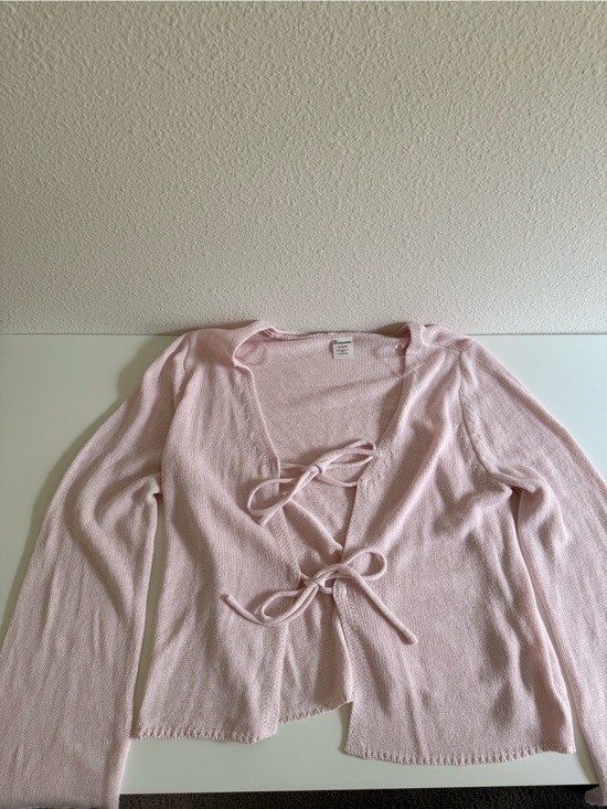 No Boundaries Sweaters - No Boundaries Pale Pink Knit Tie-Front Sweater